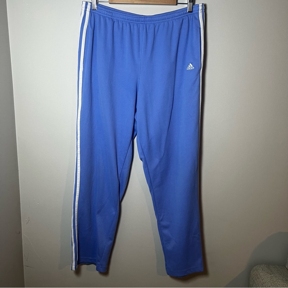 Vintage Adidas Y2K Women’s XL Blue White Side Stripe Baggy Track Sweatpants